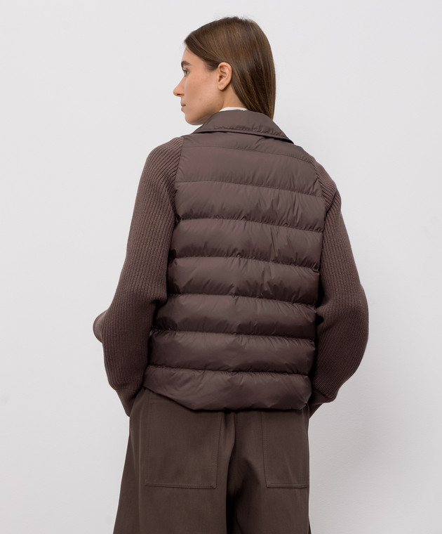 Brunello Cucinelli Коричнева пухова куртка з ланцюжком моніль MD5987696P зображення 4