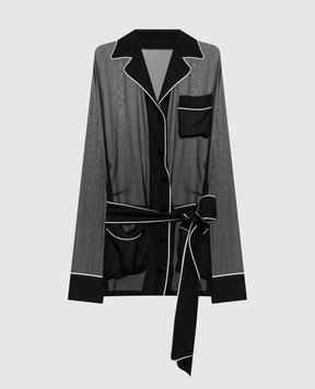 Dolce&Gabbana Чорна блуза із шовку F5U33TFU1AT