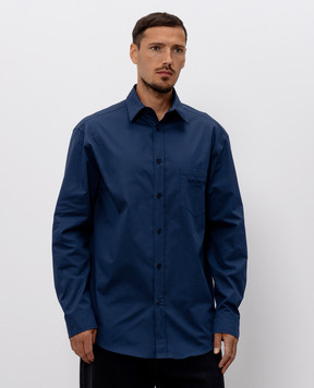 Balmain Синя сорочка з вишивкою логотипа HH1HS590CG76