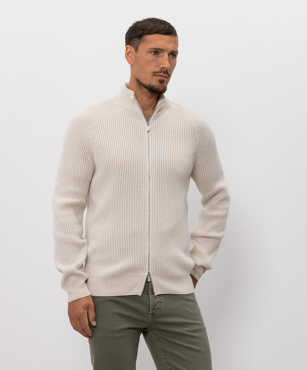 Brunello Cucinelli Бежевий кардиган з кашеміру M22700506 зображення 3
