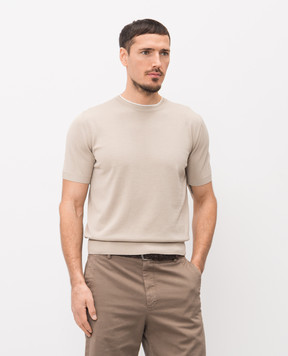 Canali Бежева футболка з бавовни MK02460C1161