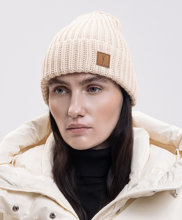 Saint Laurent Шапка з вовни кольору айворі A003ST3Y206 зображення 2