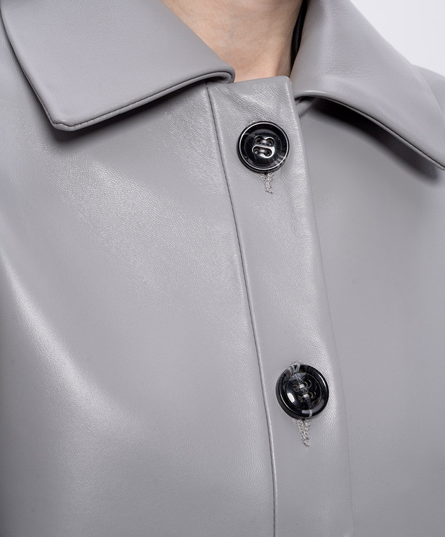 Babe Pay Pls Серая кожаная куртка 2510GRAND изображение 5