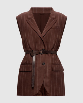 Brunello Cucinelli Коричневый жилет из шерсти в полоску MG5547258P