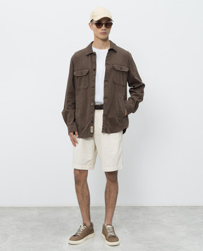 Woolrich Коричнева сорочка з льоном CFWOOS2036MRUT5288