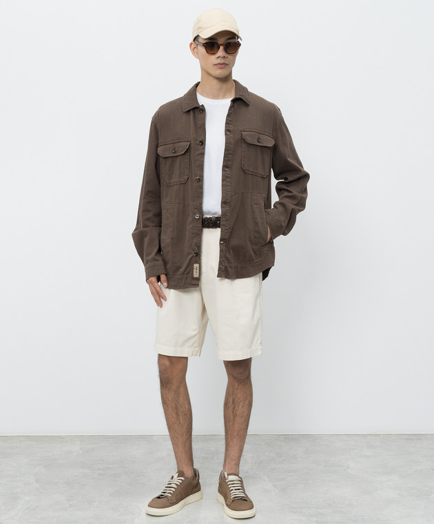 Woolrich Коричнева сорочка з льоном CFWOOS2036MRUT5288 зображення 2