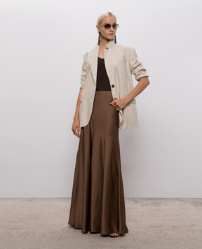 Brunello Cucinelli Коричневый топ с кашемиром в рубчик M9A822220