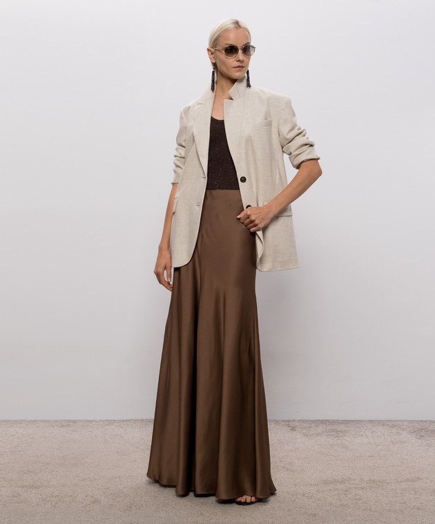Brunello Cucinelli Коричневый топ с кашемиром в рубчик M9A822220 изображение 2