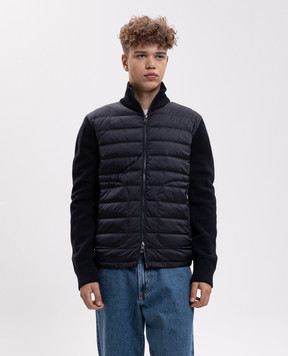 Moncler Синяя комбинированная куртка с шерстью L20919B50700A9341