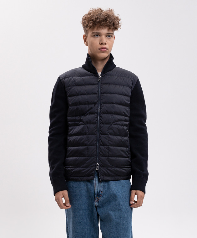 Moncler Синяя комбинированная куртка с шерстью L20919B50700A9341 изображение 3