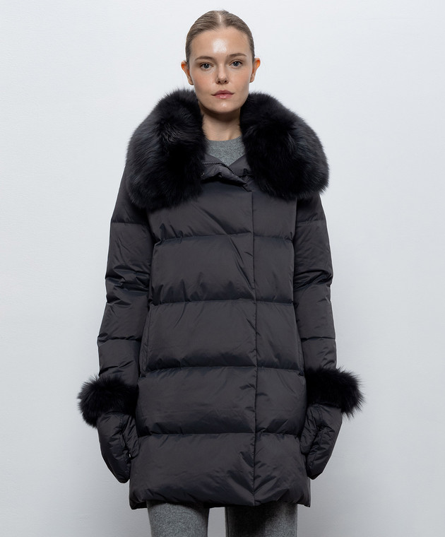 Yves Salomon Army Серый пуховик с мехом лисы 27WFM01790U06W изображение 3
