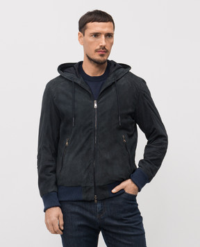 Cashmere&Whiskey Синя замшева куртка з капюшоном DF866