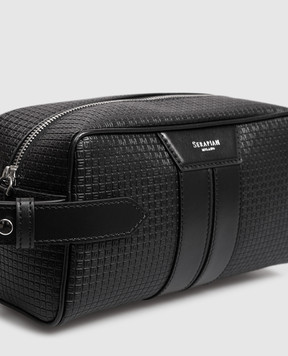 Serapian Черный кожаный несесер с логотипом SRSTSMML739524ACG2