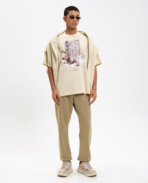 Off-White Бежева футболка Building 44MAA120F5J001