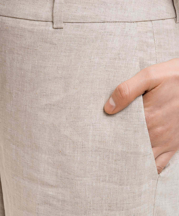 Peserico Бежевые брюки из льна P0433502629 изображение 5