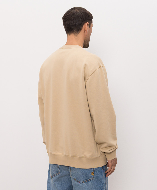 Balmain Бежевый свитшот с вышивкой логотипа HH1JQ130BD79 изображение 4