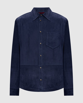 Brunello Cucinelli Синя замшева сорочка MPCFN2039