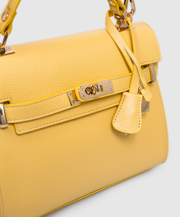 Gianni Notaro Желтая кожаная сумка-сетчел DOLLARO 099DOLLAROORO изображение 4