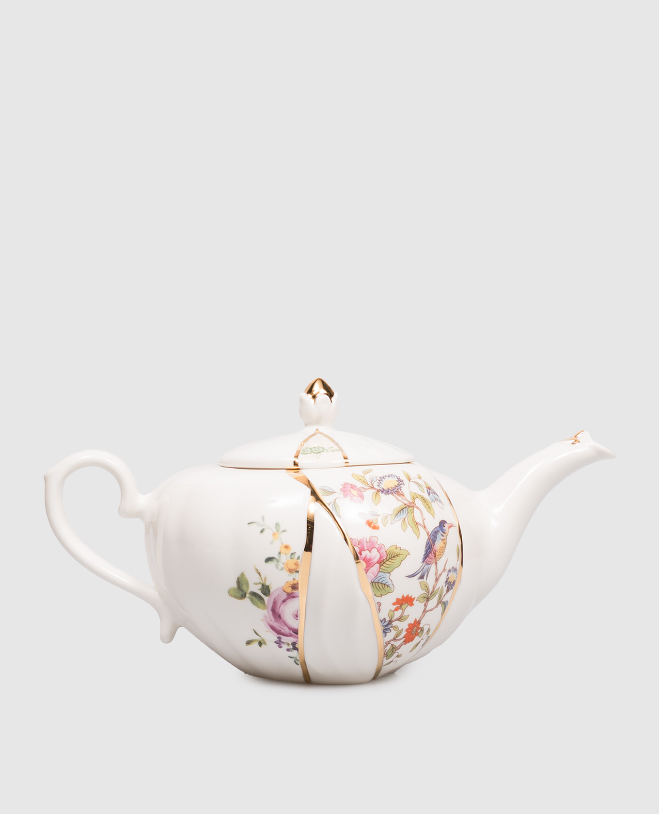 

Белый фарфоровый чайник Kintsugi с позолотой, Посуда