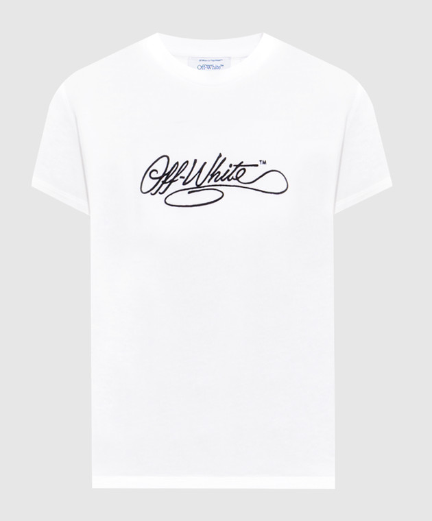 Off-White Белая футболка с вышивкой логотипа 2FA00411T
