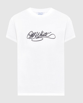 Off-White Белая футболка с вышивкой логотипа 2FA00411T