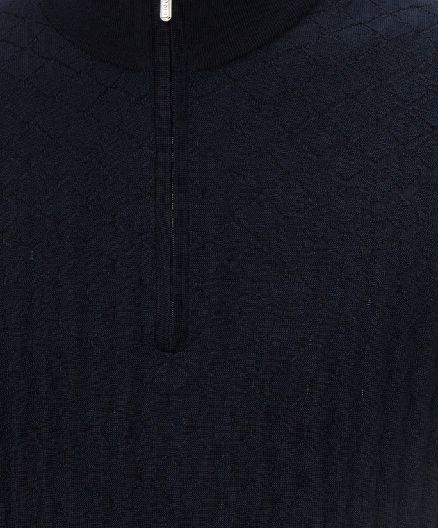 Bertolo Cashmere Синий джемпер с шелком и шерстью 902645002566 изображение 5