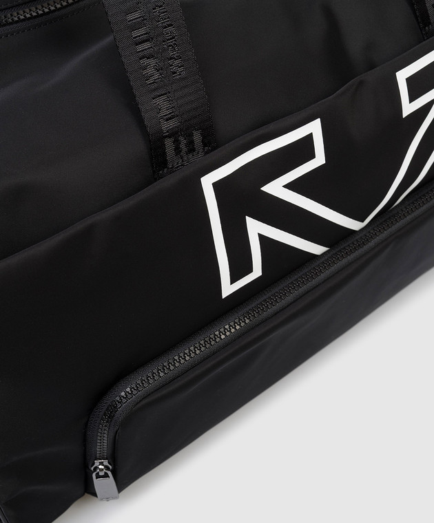 Off-White Чорна дорожня сумка з принтом емблеми OMNL027C99FAB001 зображення 4