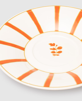 Geminiano Cozzi 1765 Біле порцелянове блюдце для чашки для чаю Striche Arancio e Oro TTCMI089053