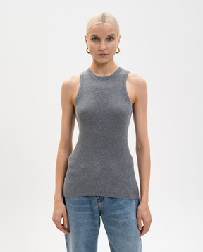 LISA YANG Сірий топ Amya в рубчик з кашеміром 2026048