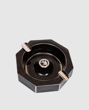 Stefano Ricci Чорна порцелянова попільничка з емблемою OAP18OSHINY3