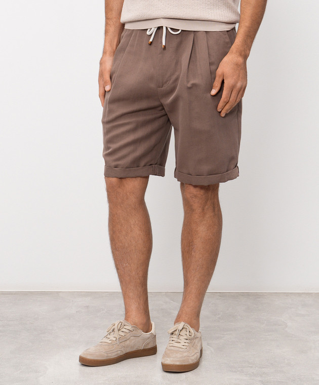 Brunello Cucinelli Бежевые бермуды с льном MH255U0020 изображение 3