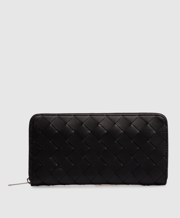 Bottega Veneta Черный кожаный кошелек Intrecciato 814838VCPQ4