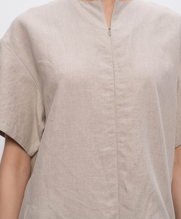 Intoca Бежевый комбинезон из льна 261MITSAIO1203 изображение 4