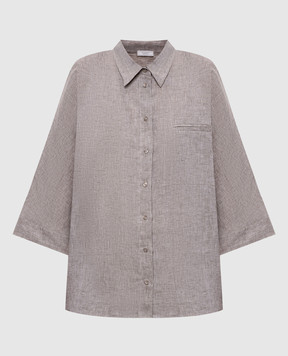 Peserico Коричневая рубашка из льна с цепочкой S0649102600