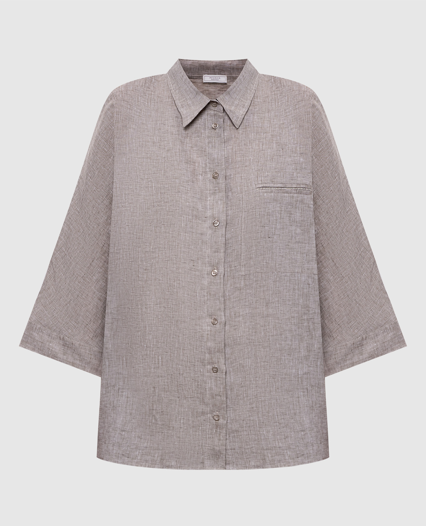 Коричнева сорочка з льону з ланцюжком