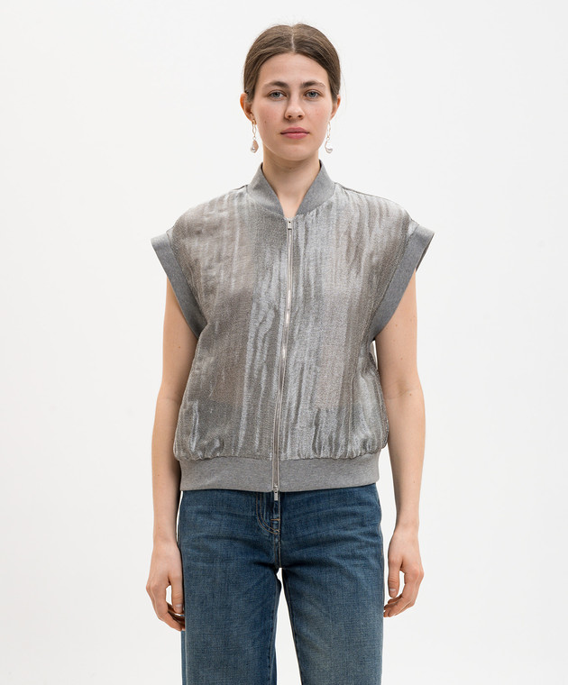 Peserico Сірий жилет з льоном E0316705032 зображення 3