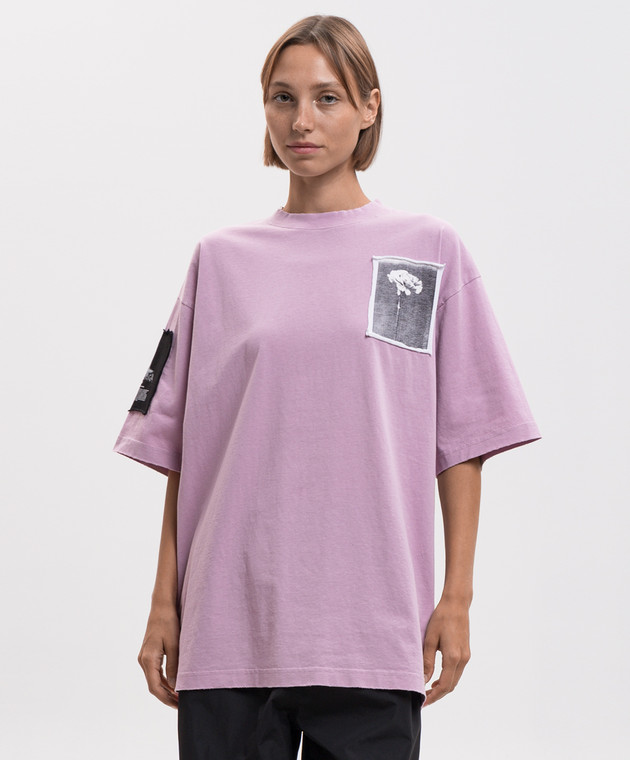 Balenciaga Розовая футболка с брендовыми нашивками A00497TUVP5 изображение 3
