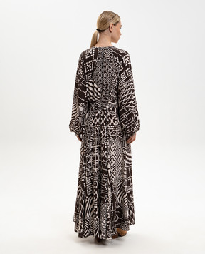 Momoni Коричнева сукня максі FRANCISCO із шовку MODR010MO03