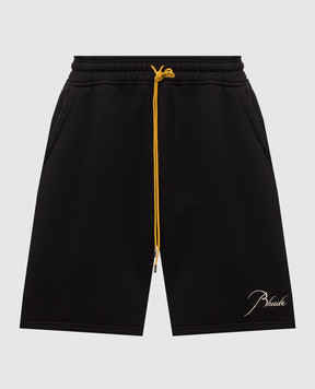 Rhude Черные шорты с вышивкой логотипа RHSS26SH03012