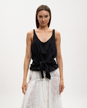 JW Anderson Черная майка из шелка с драпировкой TP0365PG1897