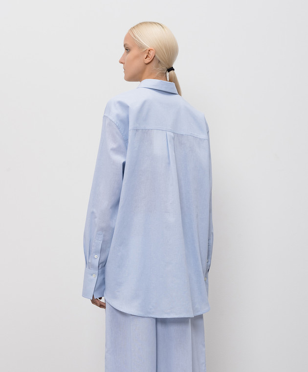 Toteme Блакитна сорочка з льоном з вишивкою монограми 253WRT0522FB0458 зображення 4