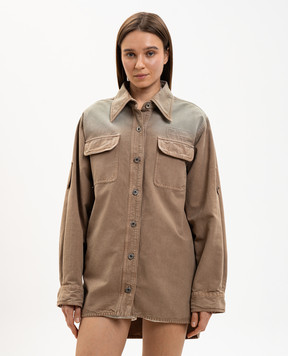 Off-White Коричнева джинсова сорочка з вишивкою логотипа 2ES006S26FAB001