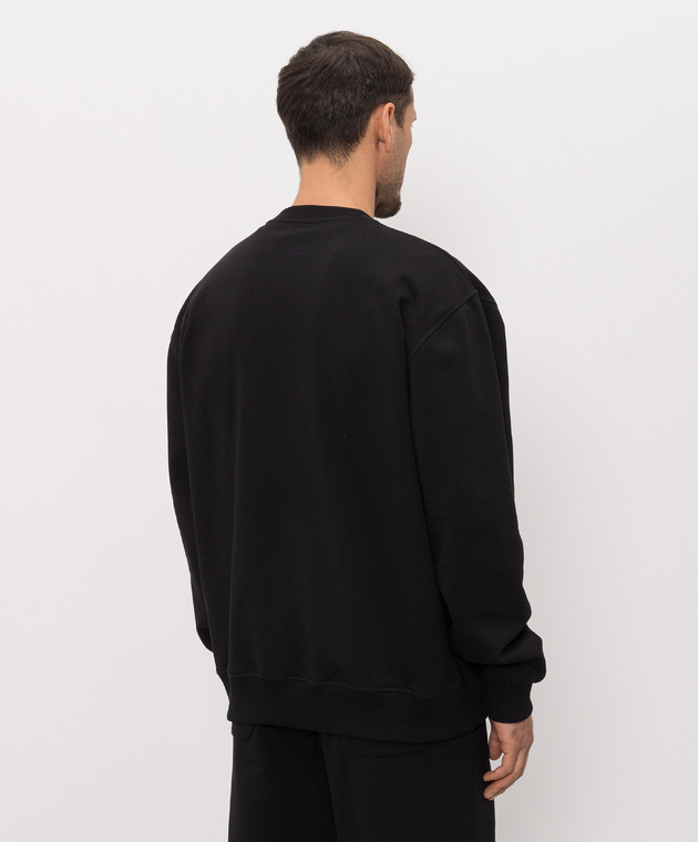 Balmain Черный свитшот с вышивкой логотипа HH1JQ130BD60 изображение 4