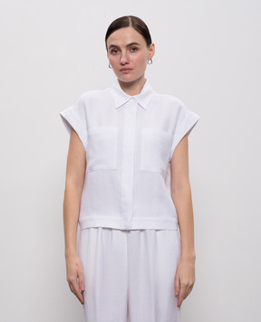 Peserico Біла сорочка з льону з коротким рукавом S0316602606