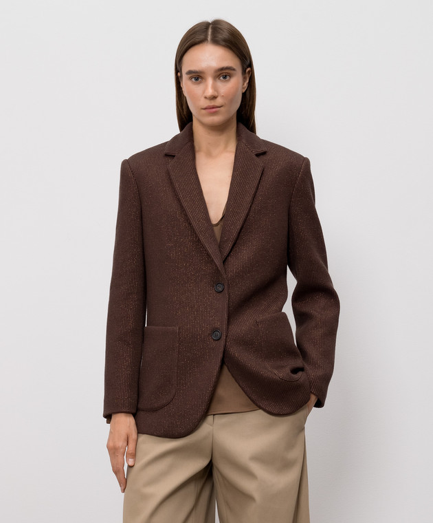 Brunello Cucinelli Коричневый жакет с люрексом M0AZT7511P изображение 3