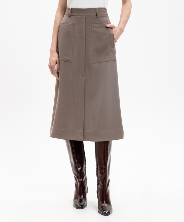Kiton Коричнева спідниця з вовни і шовку D61207K0910G зображення 3