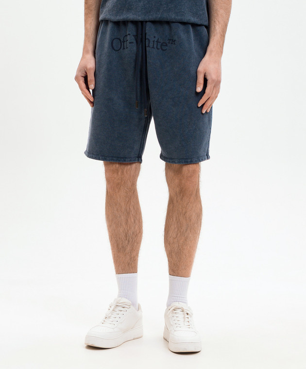 Off-White Синие шорты с принтом логотипа 44MCI013S26F005 изображение 3