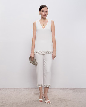 Twinset Белые брюки с аппликацией 261LB2CBB