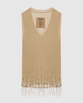 UMA WANG Бежевий топ з бахромою UK7140