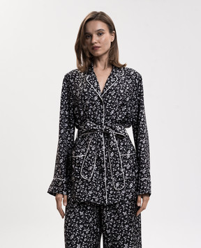 Dolce&Gabbana Чорна блуза із шовку в стилі піжами F5I89TIS1X1